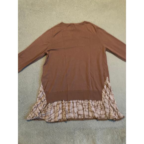 Logo Lori Goldstein Sweater Top Large Pullover V-Neck Layered Brown Retro Prep - Picture 8 of 15